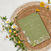 Lente zomer Wildflower Sage Green Boho Wedding Kaart