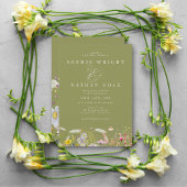 Lente zomer Wildflower Sage Green Boho Wedding Kaart