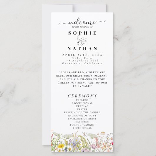 Lente Zomer Wildflower | Trouwprogramma (Voorkant)