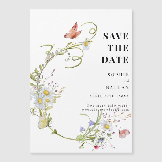 Lente zomerbloem | Magnetisch sparen de Datum (Voorkant)