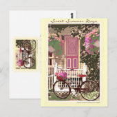 Lente/zomerbloemen en bike briefkaart (Voorkant / Achterkant)