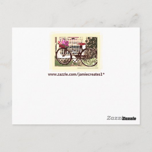 Lente/zomerbloemen en bike briefkaart (Achterkant)