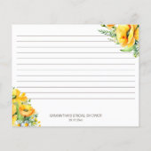 Lente zomerbloemen vrijgezellenfeest receptkaart (Achterkant)