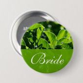 lente, zomergroene bladeren bruidbruiloft ronde button 7,6 cm (Voorkant /achterkant)