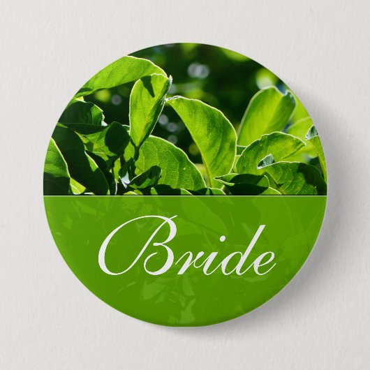lente, zomergroene bladeren bruidbruiloft ronde button 7,6 cm (Voorkant)