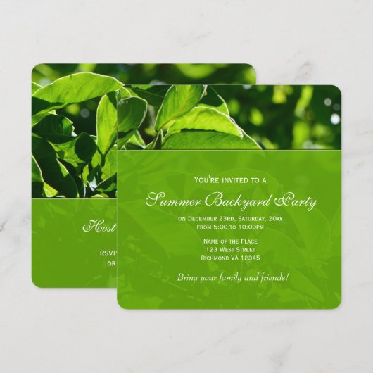 Lente, zomergroene bladeren familiefeest kaart (Voorkant / Achterkant)