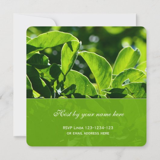 Lente, zomergroene bladeren familiefeest kaart (Achterkant)