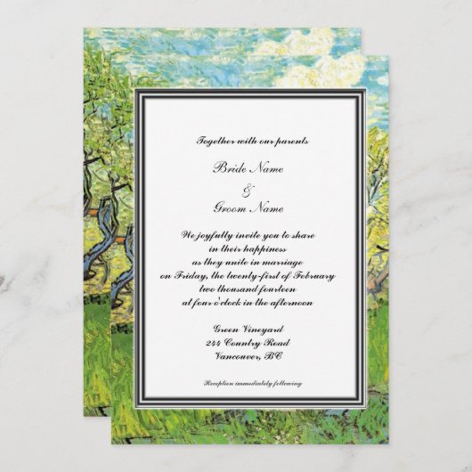 lente, zomers huwelijksuitnodiging van Gogh Kaart (Voorkant / Achterkant)