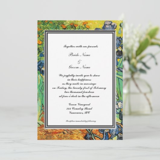 lente, zomers huwelijksuitnodiging van Gogh Kaart (Staand voorkant)