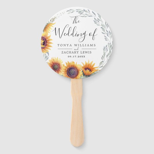 Lente Zonnebloem Bloei | Trouwprogramma Handwaaier (Voorkant)