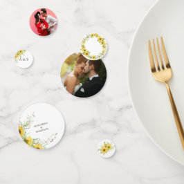 Lente Zonnebloem Bruiloft Tafel Decoratie Confetti