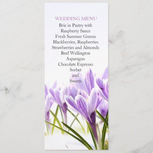 Lente Zonnebloem Lavendel Iris Bruiloftsmenu Menu (Voorkant)