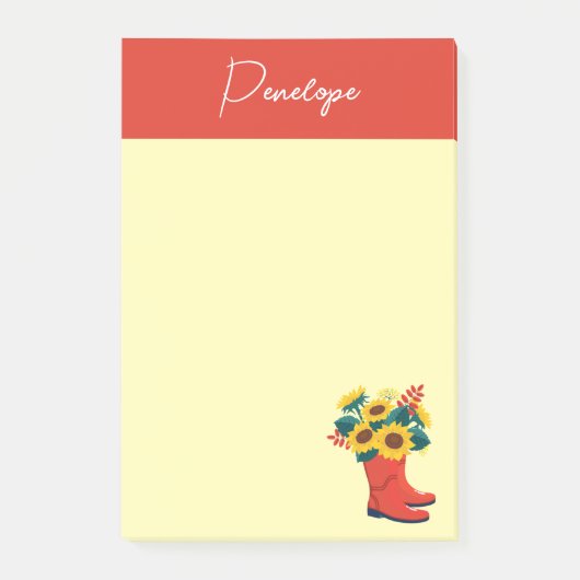 Lente Zonnebloemen en Regenlaarzen  Post-it® Notes (Voorkant)
