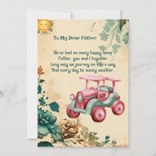 Lente Zonnig weer Vaders Dag Bloemen Retro Junk Feestdagenkaart (Voorkant)