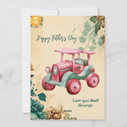 Lente Zonnig weer Vaders Dag Bloemen Retro Junk Feestdagenkaart (Achterkant)