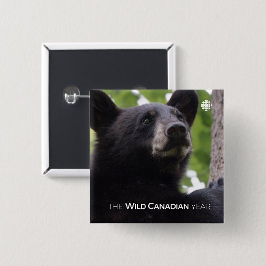 Lente - zwart Beer Vierkante Button 5,1 Cm (Voorkant /achterkant)