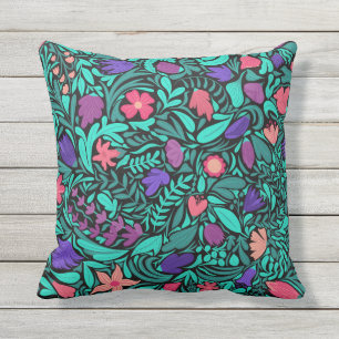 Lente zwarte vloeren laten het Illustrator Patroon Buitenkussen