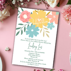 Lentebaby in bloei bloemige babyshower kaart
