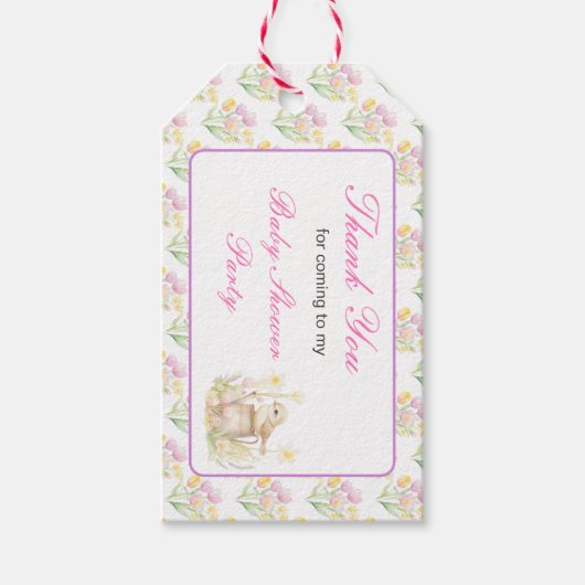 Lentebaby Shower Vogel Gietkan Cadeaulabel (Voorkant)