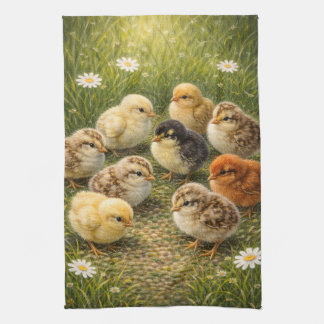 Lentebabykuikens Keukenhanddoek