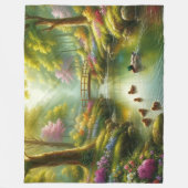 Lentebeek met eenden/bloemen fleece deken (Voorkant)