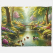 Lentebeek met eenden/bloemen fleece deken (Voorkant (Horizontaal))