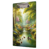 Lentebeek met eenden/bloemen klembord (Links)