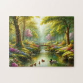 Lentebeek met eenden/bloemen legpuzzel (Horizontaal)