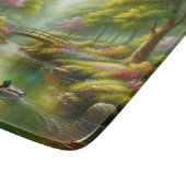 Lentebeek met eenden/bloemen snijplank (Hoek)