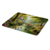 Lentebeek met eenden/bloemen snijplank (Hoek)