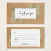 Lentebladeren robuuste kraft cadeaubon visitekaartje (Voorkant /achterkant)