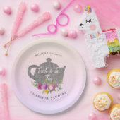 Lentebloei Ranunculus en Roze Ombre Bruiloftsthee Papieren Bordje (Feest)