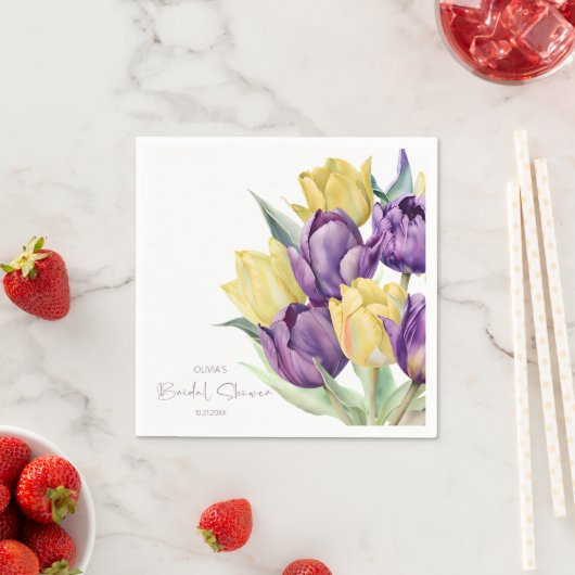 Lentebloeiende paarse gele tulpen Bruidsmeisje Servet (Insitu)