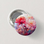 Lentebloeiende Pioenentuin Aquarel Ronde Button 3,2 Cm (Voorkant /achterkant)