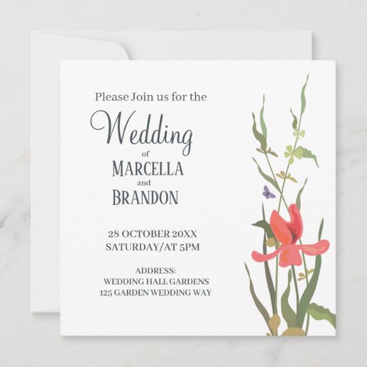 Lentebloeiende Tulp Bloem Bruiloft Kaart (Voorkant)