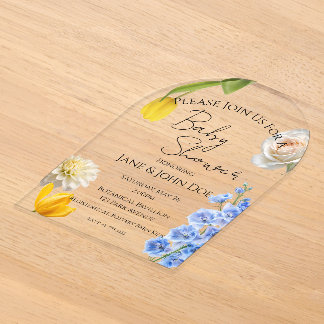 Lentebloem Acryl Baby Shower Uitnodiging