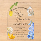 Lentebloem Acryl Baby Shower Uitnodiging (Voorkant)