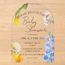 Lentebloem Acryl Baby Shower Uitnodiging