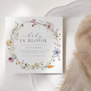 Lentebloem Baby in Bloom Vierkante Baby Shower   Kaart