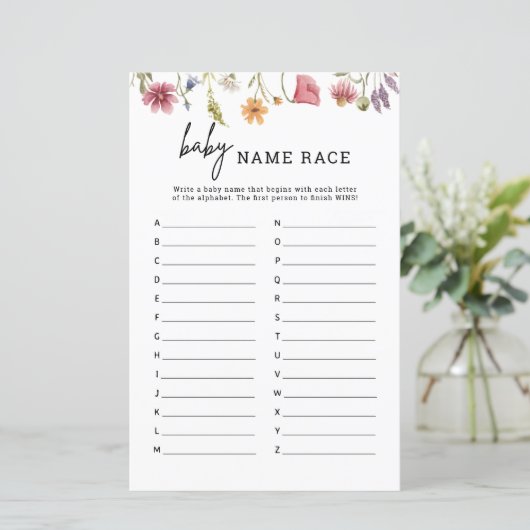 Lentebloem Baby Shower Baby Naam Raden Spel (Staand voorkant)