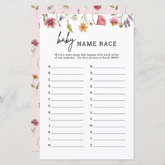 Lentebloem Baby Shower Baby Naam Raden Spel (Voorkant / Achterkant)