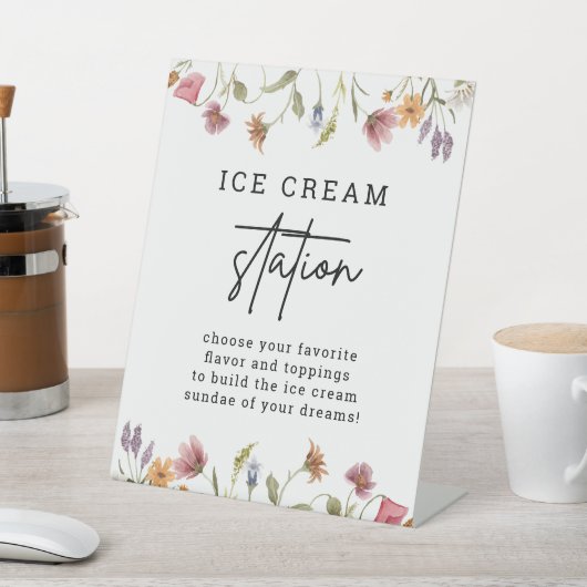 Lentebloem Bloem IJscrème Station Bord Reclamebord Met Voetstuk (Insitu)