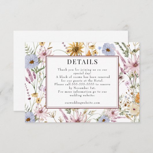 Lentebloem | Boho Chic Bruiloft | Details Informatiekaartje (Voorkant / Achterkant)