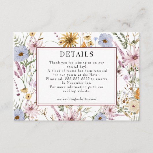 Lentebloem | Boho Chic Bruiloft | Details Informatiekaartje (Voorkant)