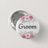 Lentebloem bruidegom huwelijk ronde button 3,2 cm (Voorkant /achterkant)