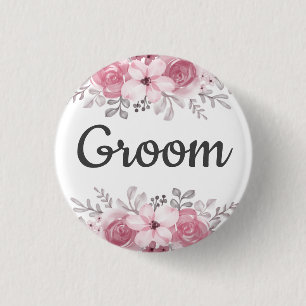Lentebloem bruidegom huwelijk  ronde button 3,2 cm
