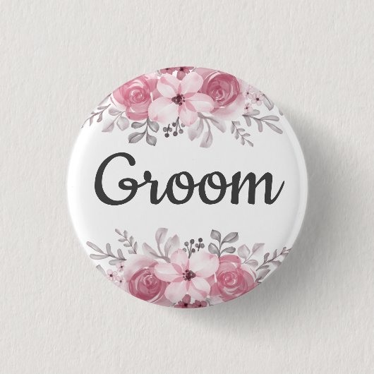 Lentebloem bruidegom huwelijk ronde button 3,2 cm (Voorkant)
