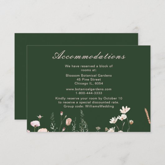 Lentebloem Bruidsboeket Roze Bloemige Bruiloft Informatiekaartje (Voorkant / Achterkant)