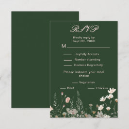 Lentebloem Bruidsboeket Roze Bloemige Bruiloft RSVP Kaartje