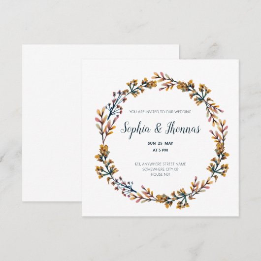 Lentebloem cirkelrand frame bruiloft kaart (Voorkant / Achterkant)